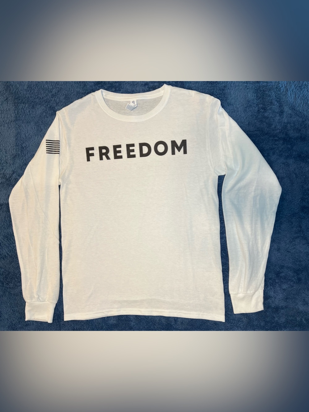 Jerzees White Long-Sleeve Tee with FREEDOM Chest Print